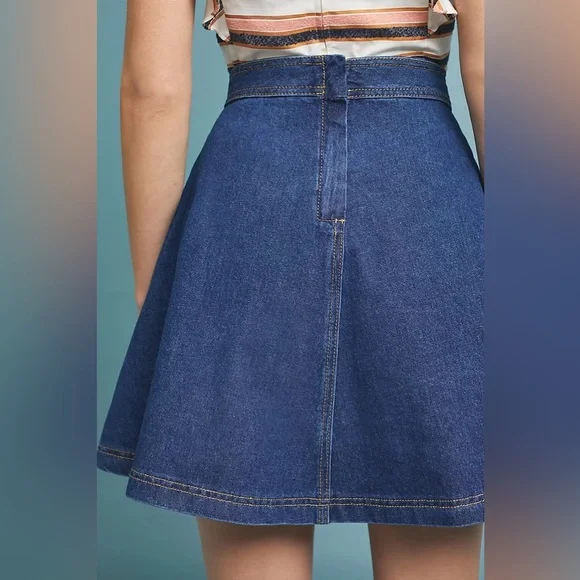 Pilcro and the Letterpress by Anthropologie Blue A-Line Denim Skirt - Picture 2 of 7